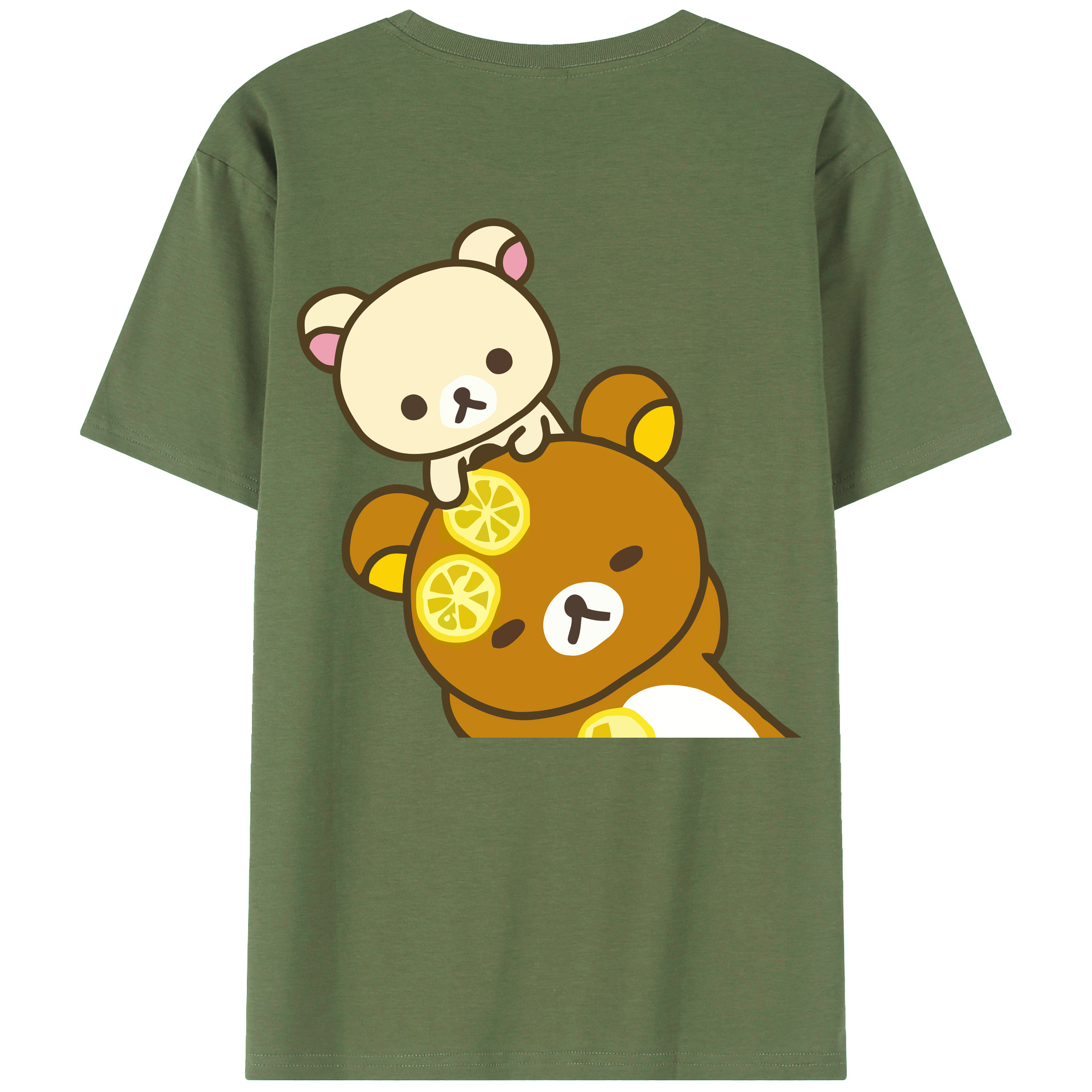 （画像用） リラックマ リラックマ キイロイトリ Rilakkuma Korilakkuma Kiiroitori 綿100％ メンズ半袖Tシャツ（バックプリント） 通気性